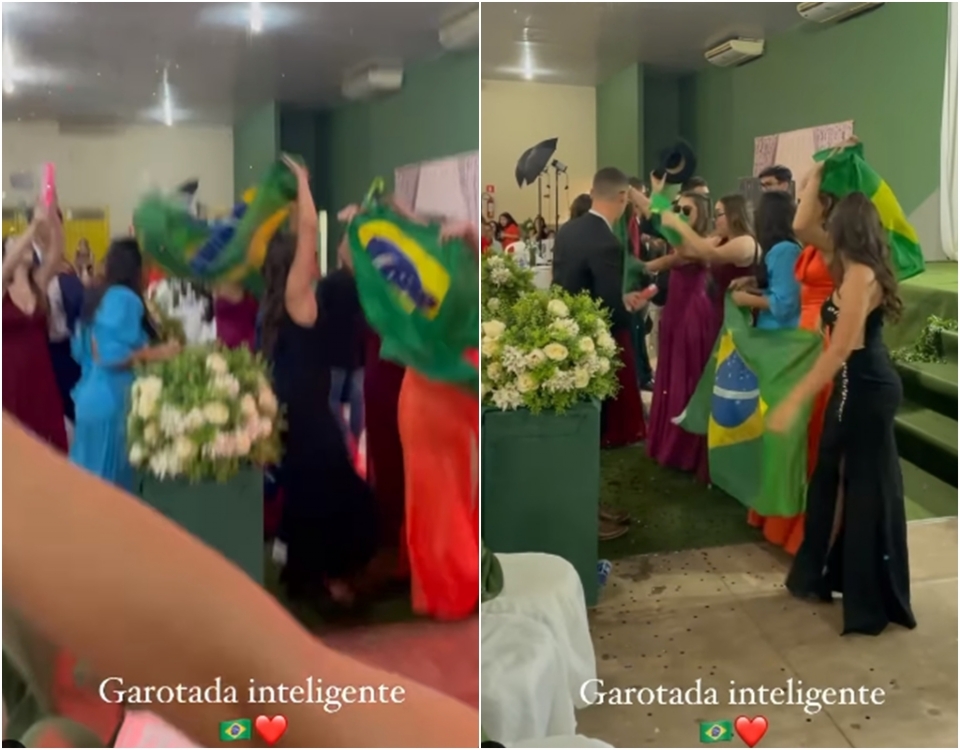 Estudantes de MT desfilam em formatura com msica de Bolsonaro e bandeiras do Brasil; veja vdeo
