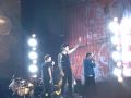 Louis Tomlinson, Zayn Malik e Liam Payne no palco, dia 10. Foto: Isabela Mercuri
