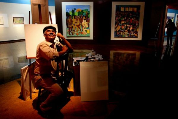 Um dos maiores pintores primitivistas do Brasil vem  Cuiab buscar inspirao