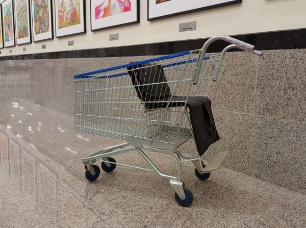 Supermercado de Cuiab adapta carrinho de compras para criana com deficincia