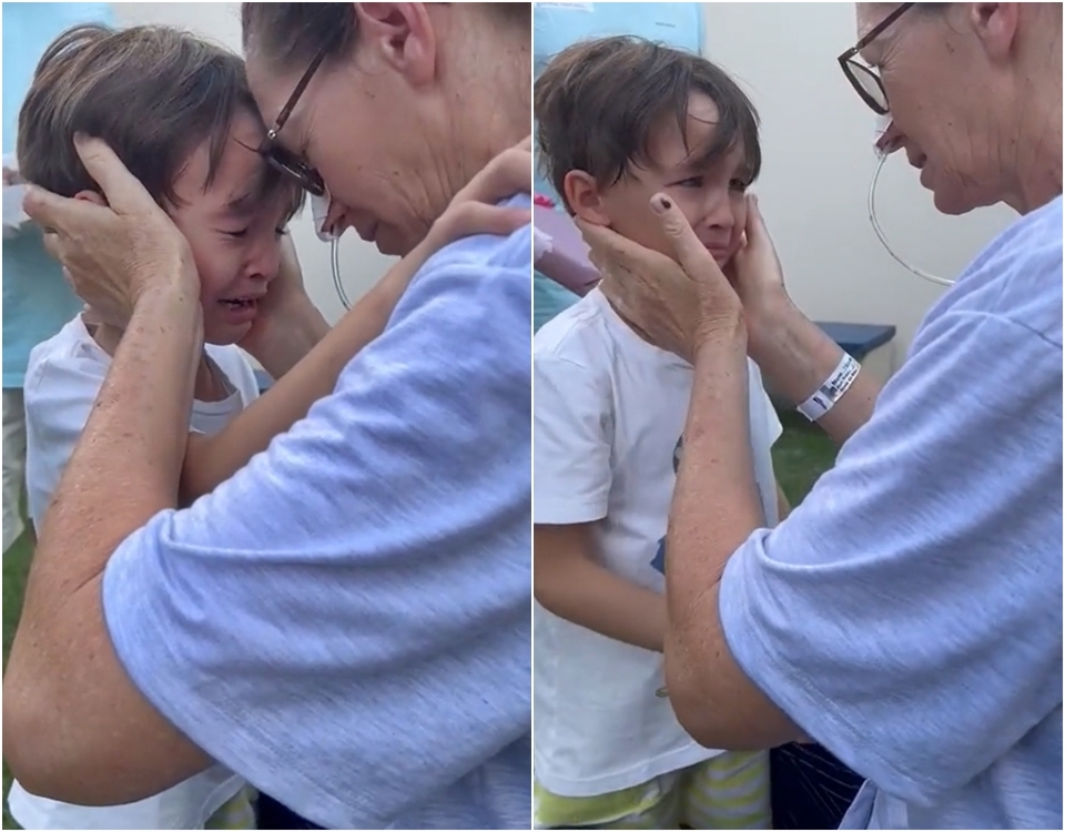 Menino de seis anos se emociona ao visitar av em hospital de MT e vdeo viraliza: 'lao bonito e forte'