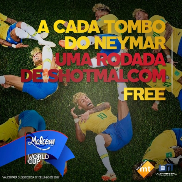 Malcom Pub dar uma rodada de shots a cada tombo de Neymar no jogo contra a Srvia