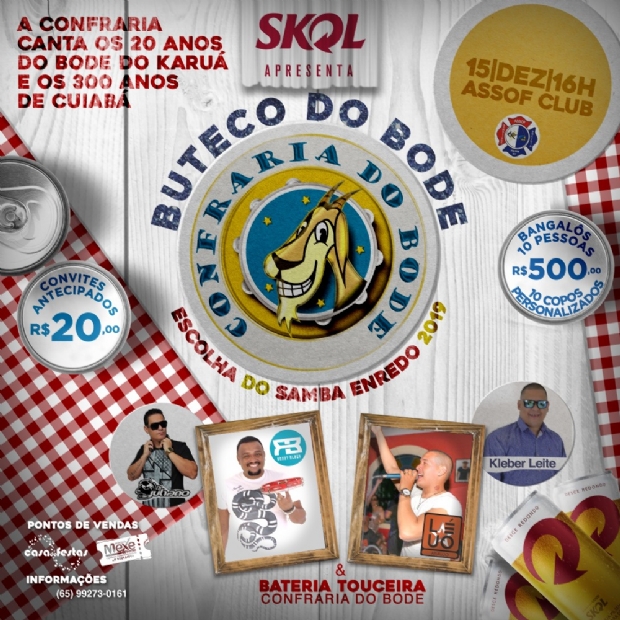 'Confraria do Bode' comemora vinte anos do bloco e 300 de Cuiab em samba enredo 2019