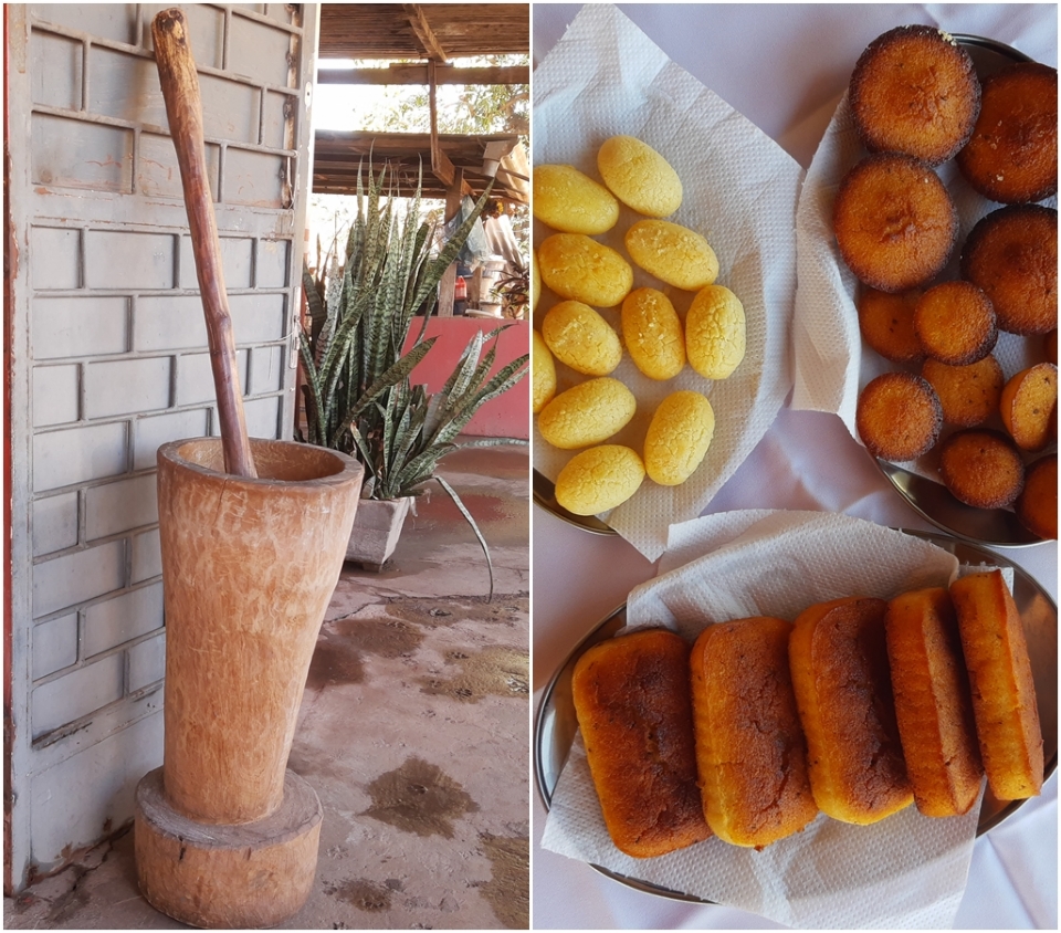 Cuiabana mantm tradio com bolo de arroz feito no pilo e assado na lata de sardinha