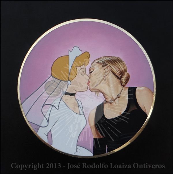 Cinderela e Madonna na tela de Rodolfo Loaiza, denominada