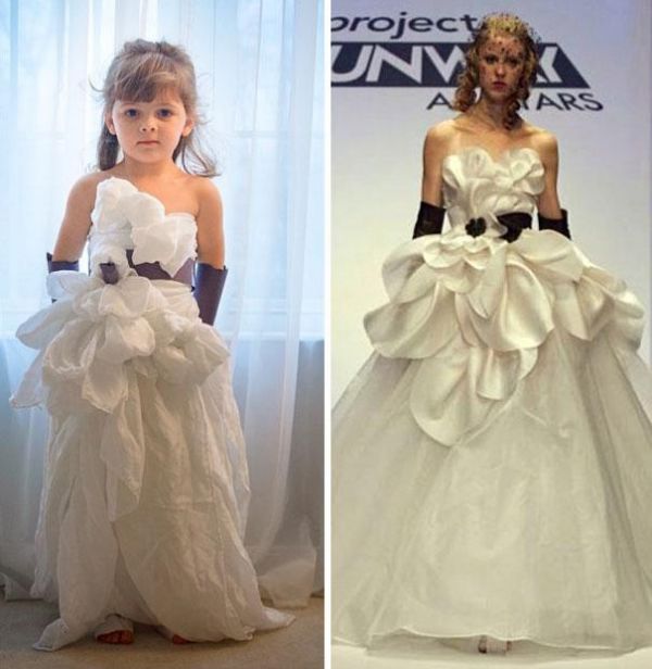 Garota de 4 anos cria vestidos de papel e vira sucesso na web;Veja fotos