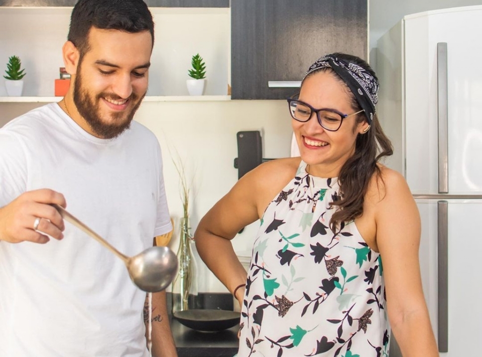 Pollyana e Rafael comearam parceria na gastronomia ainda no comeo do namoro
