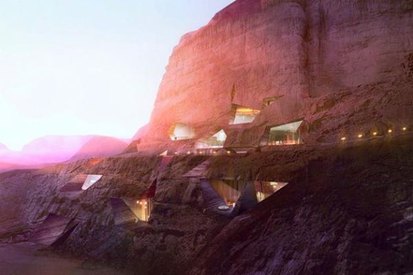 Conhea o fantstico hotel esculpido na encosta de uma montanha no deserto