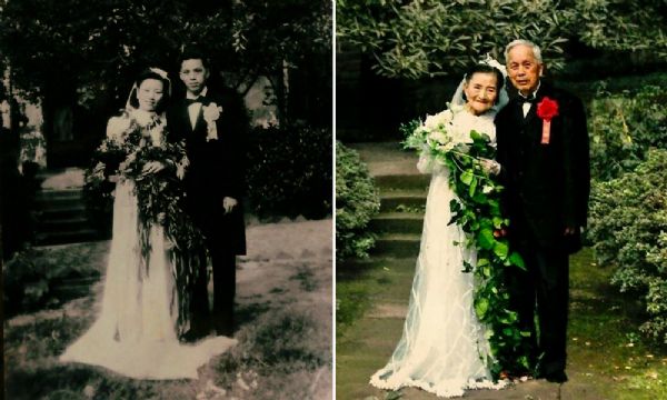Casal de idosos recria lbum de casamento 70 anos depois