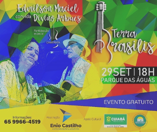 Edmilson Maciel e menestrel do Araguaia Divino Arbus fazem show gratuito no Parque das guas