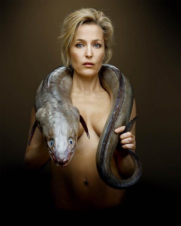 Celebridades posam nuas com peixes em campanha de conscientizao;Veja fotos