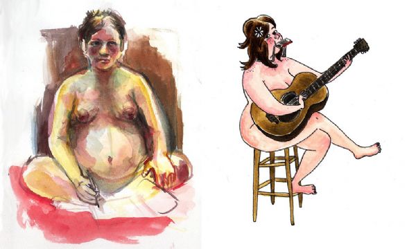 Mulheres cartunistas desenham seus corpos nus para protestar contra o machismo