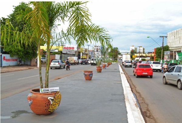 Prefeitura de Cuiab implanta doze vasos com rvores e arbustos na Prainha