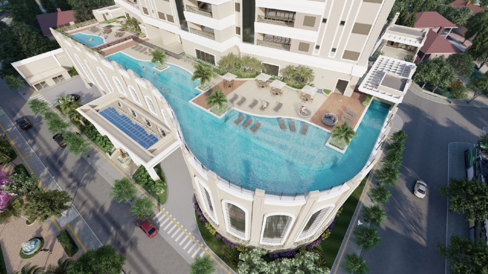 Baalbek, a torre residencial mais alta do Centro-Oeste tem piscina inspirada na mais famosa do mundo