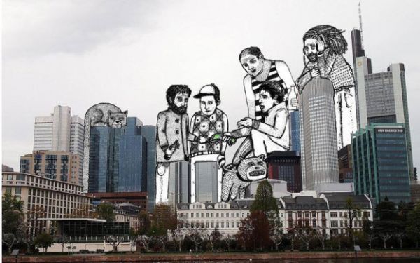Artista francês faz vãos de prédios se transformarem em arte a partir de ilustrações