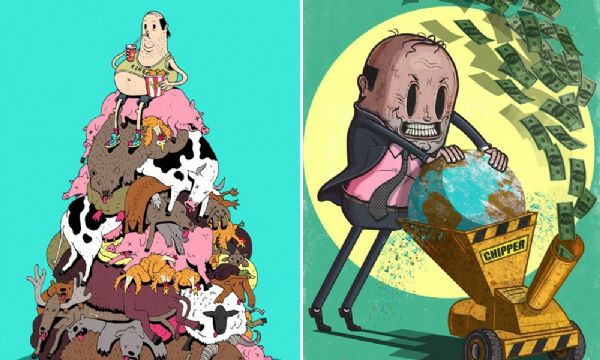 Ilustrador usa talento (e muito sarcasmo!) para criticar as sociedades modernas