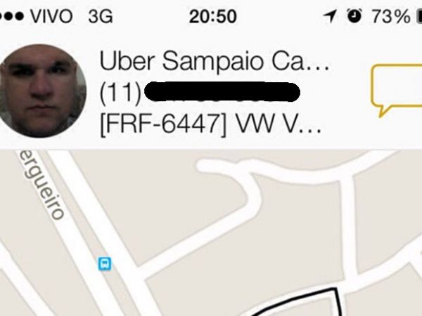 Taxista Uber Sampaio, 25 anos, aparece em tela de aplicativo legalizado em SP
