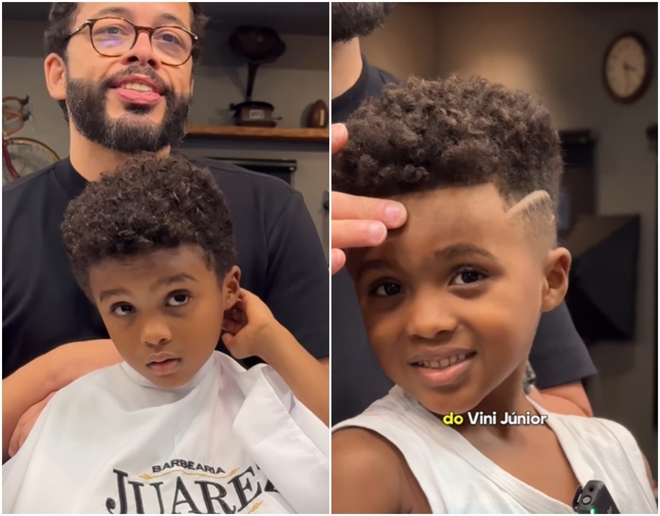 Barbeiro cuiabano viraliza com vdeo em que 'transforma' menino em Vini Jr e jogador reage: 'meu amigo'